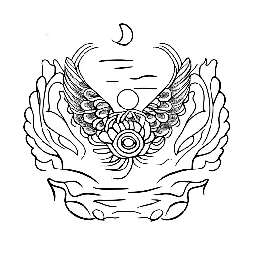 Flower Ocean Moon Wings