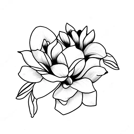 Magnolia Flower With Black Drop Shadow