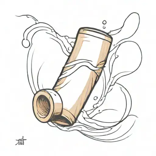 Small Wooden Cylinder Floating In Water