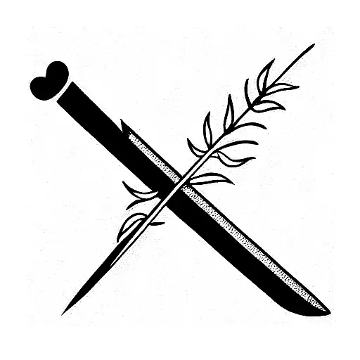 Sword Leaning On Reed Stalk