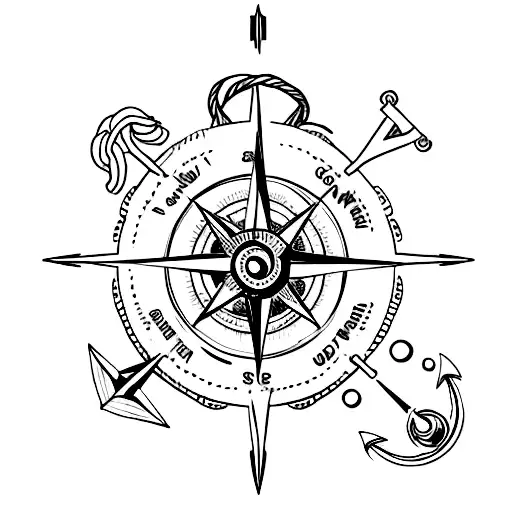 Shark And A Compass And An Anchor