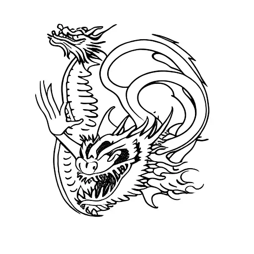 Dragon And Woman In A Dance