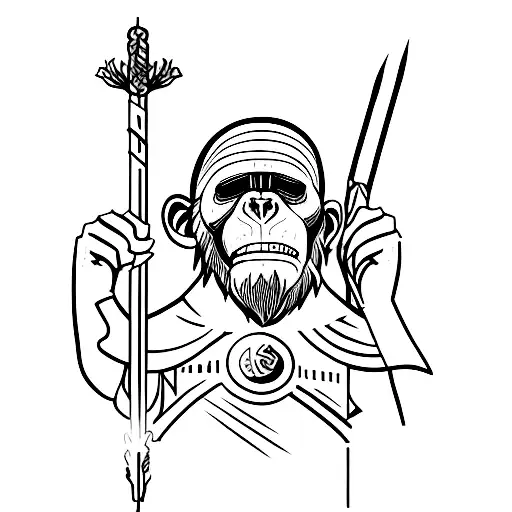 Ceaser From Rise Of The Planet Of The Apes Standing With A Spear In One Hand