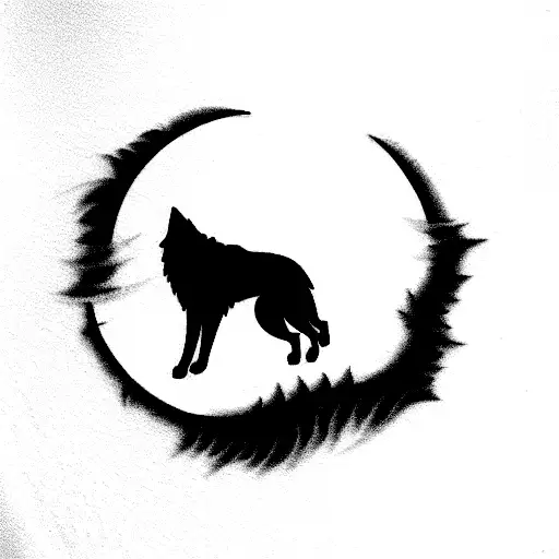 Celtic Wolf Howling At Moon