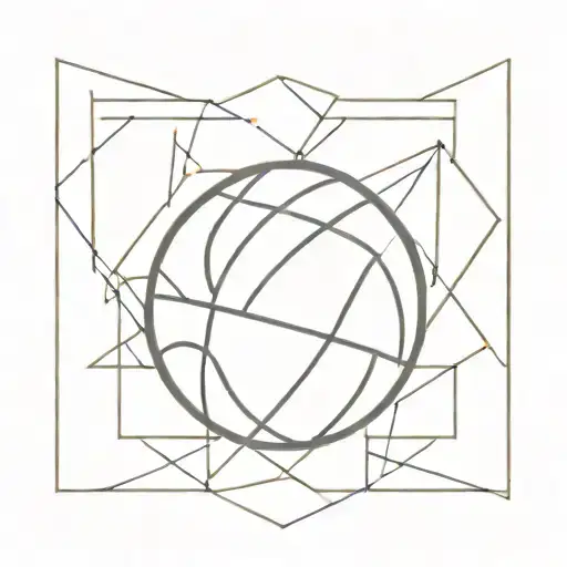 Abstract Geometric Design Incorporating The Number 7 In A Basketball Theme