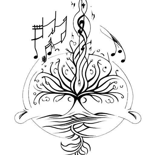 Tree With Music Engraved On It By A Canal