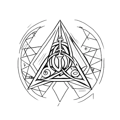 A Minimalist Tattoo Of The Deathly Hallows Symbol From Harry Potter