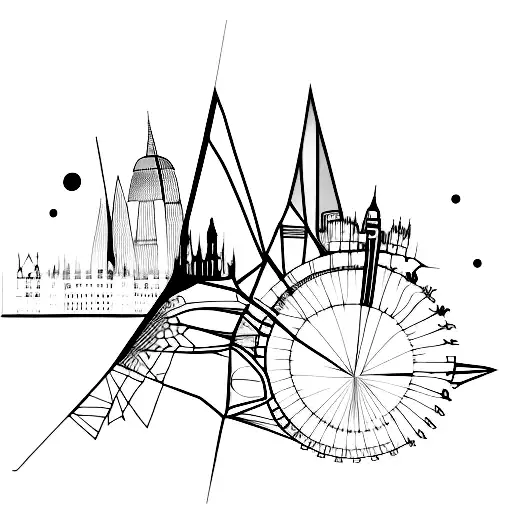 Abstract London Skyline With Fine Line