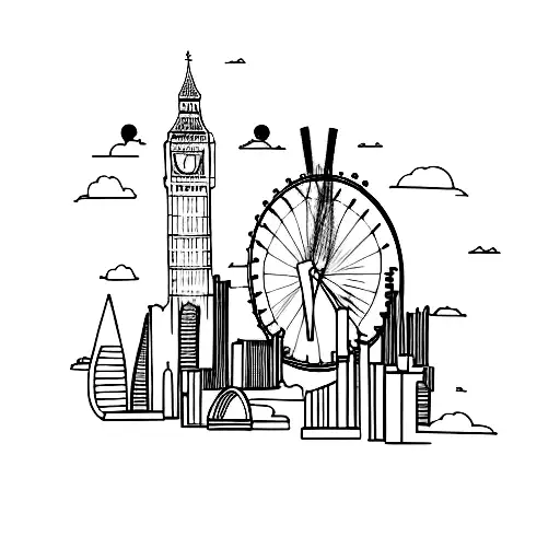 London Skyline With Fine Line