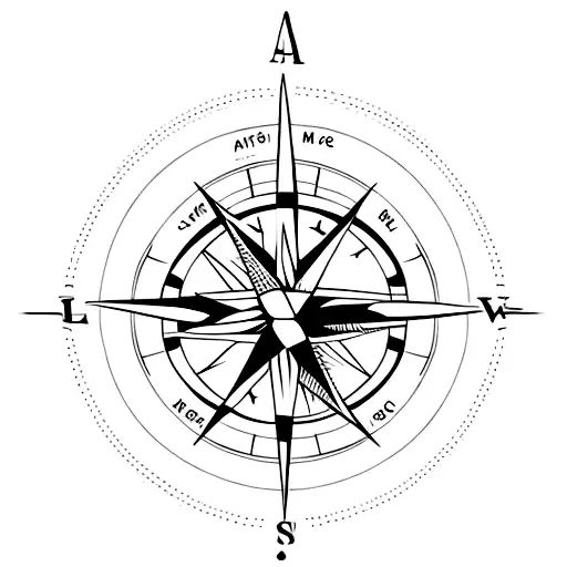 A Minimalist Tattoo Of A Compass Surrounded By The Names Of Your Family Members