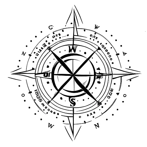 A Minimalist Tattoo Of A Compass Surrounded By The Names Of Your Family Members