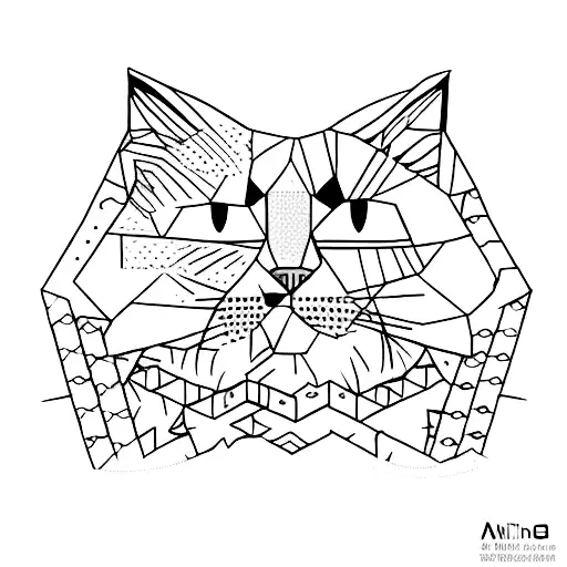 Combine The Number 7 And A Cat Into A Minimalist Sketch