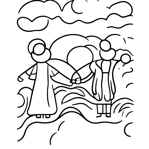 A Minimalistic Silhouette Of A Mother And Child Holding Hands