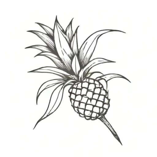 One Line Pineapple With Small Tulip Leaning Against It