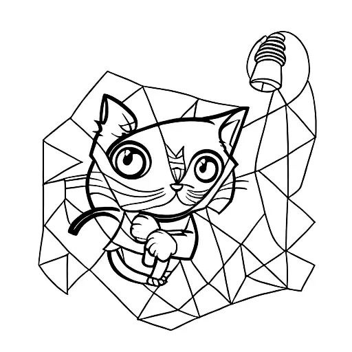 A Minimalist Tattoo Of A Pixar Lamp With A Cat Silhouette Underneath