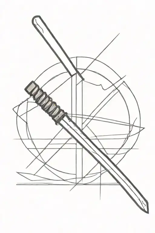 Katana Sword And Geometric Line