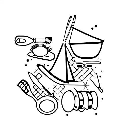 A Sailboat Made Of Kitchen Utensils With Alien Crew