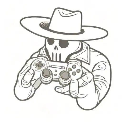 Ghost Holding A Game Controller Wearing A Cowboy Hat