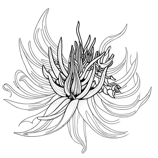 Flame Lily Flower And Protea Flower Intertwining At The Stems