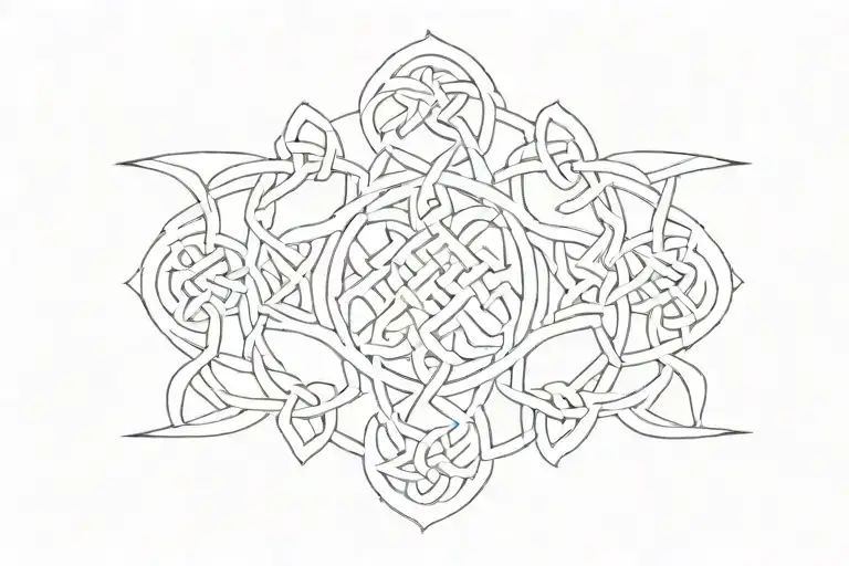 Narrow Rectangle Of Celtic Knots With Broken Ends