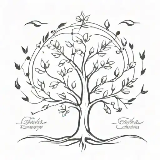 Family Tree Tattoo Design With Elements