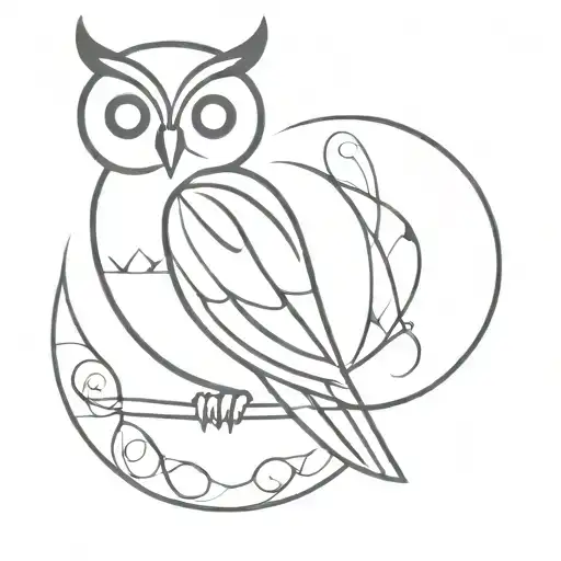 Line Drawn Owl With Infinity Symbol