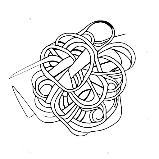 A Beautiful Tattoo Of A Hairbrush And Scissors