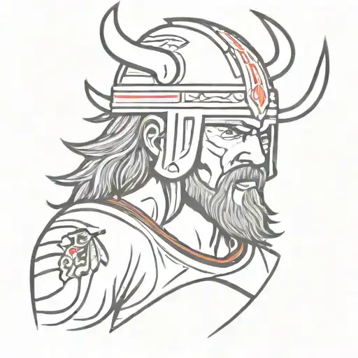 Chicago Blackhawks And Viking Warrior Wielding