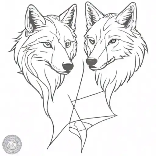 Tattaoo Couple Minimalistic Two Wolves In Love