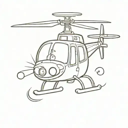 Cartoon Of Helicopter With Big Eyes Holding A Beer