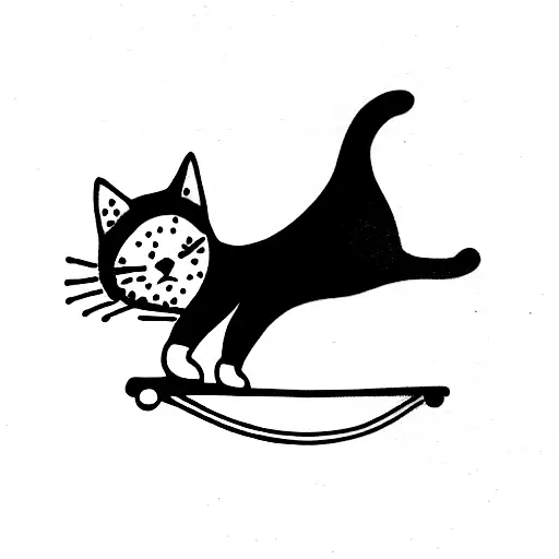 Cat Riding Skateboard