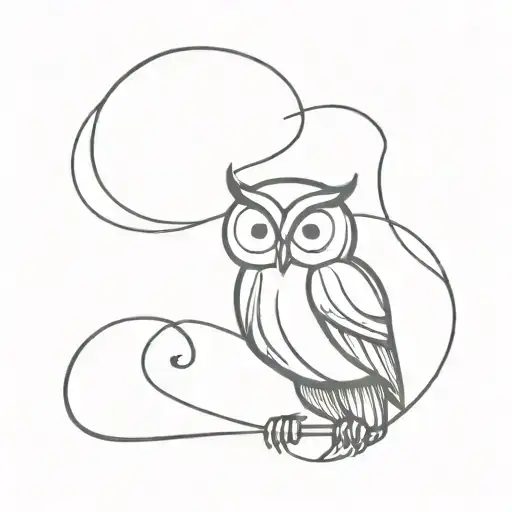 Line Drawn Owl With Infinity Symbol Made