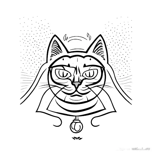 Black Cat In A Streetlight