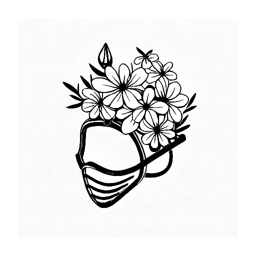 Pretty Flowers Surrounding A Snorkelling Mask