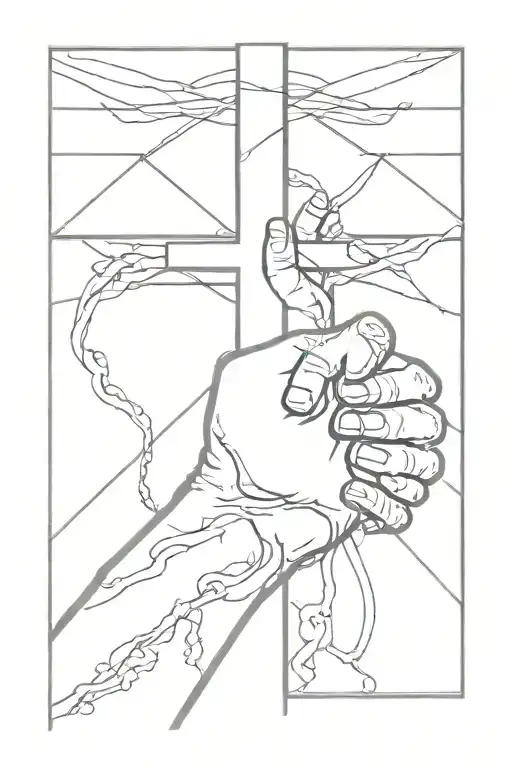Cross With Jesus Hand Reaching