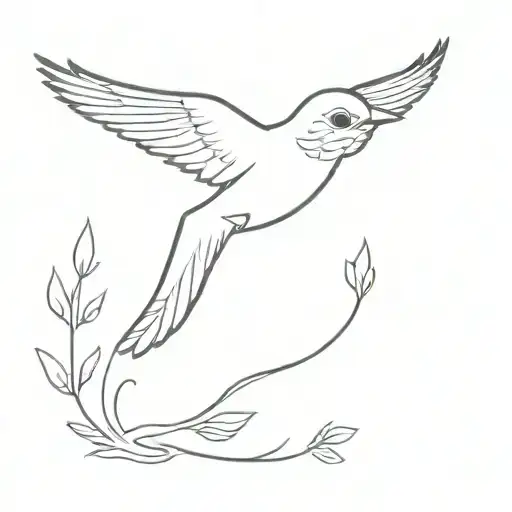 Minimalistic Skelton Bird Flying Sparrow