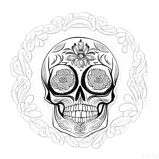 A Mesmerizing Skull Surrounded By Delicate Lace Patterns