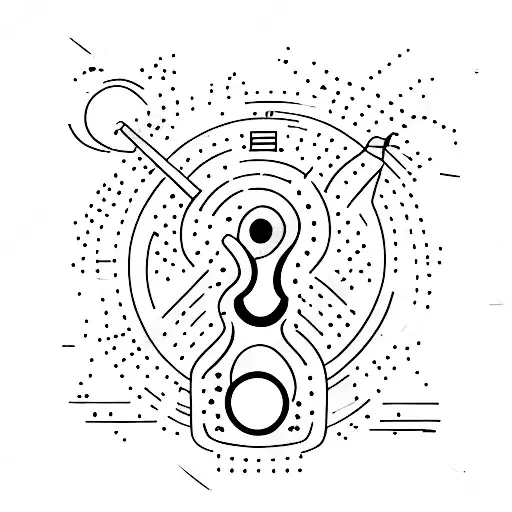 A Minimalist Tattoo Of A Guitar And Drums Forming The Shape Of Brazil