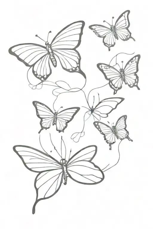 N And C Fine Line Butterflies Flying