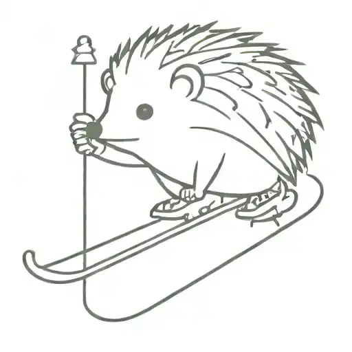 Hedgehog Cartoon Skier