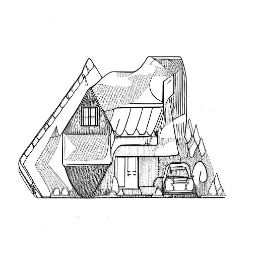 A House With A Car Parked In Front Of It