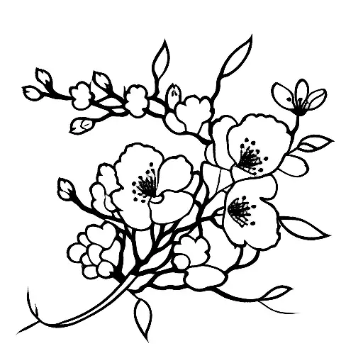 Cherry Blossom Black And Red