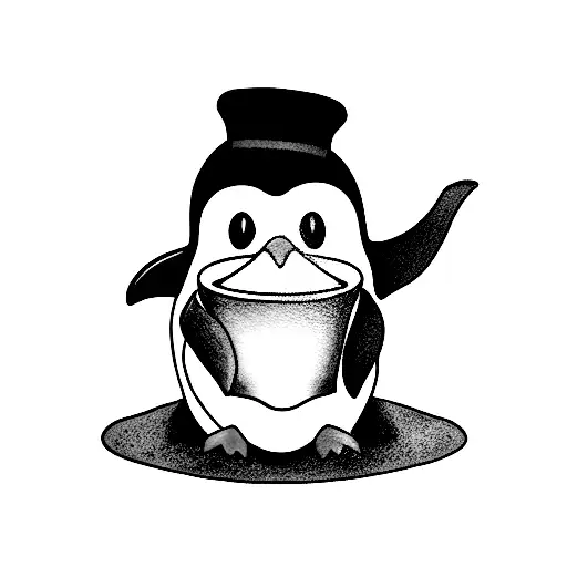 Penguin With A Cup Of Tea In His Hand