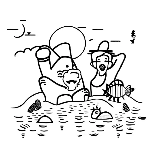 Quarry Scene With Friends Swimming