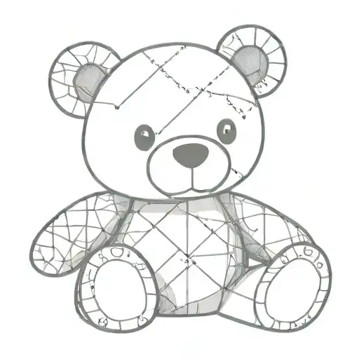 Teddy Bear That Has Been Sewn Back Together And With Patchwork After Years Of Use