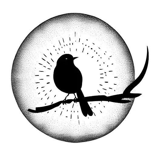 Sunrise Behind A Robin Over The Word Awe