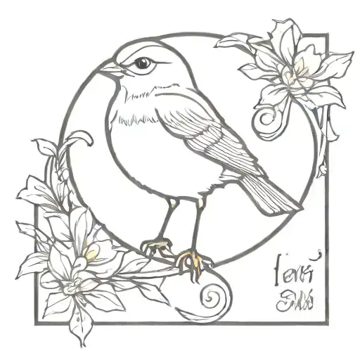 Bird Perched Art Nouveau Style
