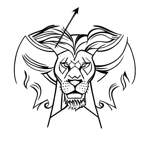 Arrow With Lion And Fire
