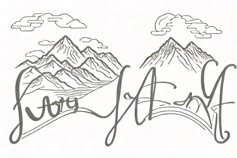 Word Joy With Mountians Connected On Either Side