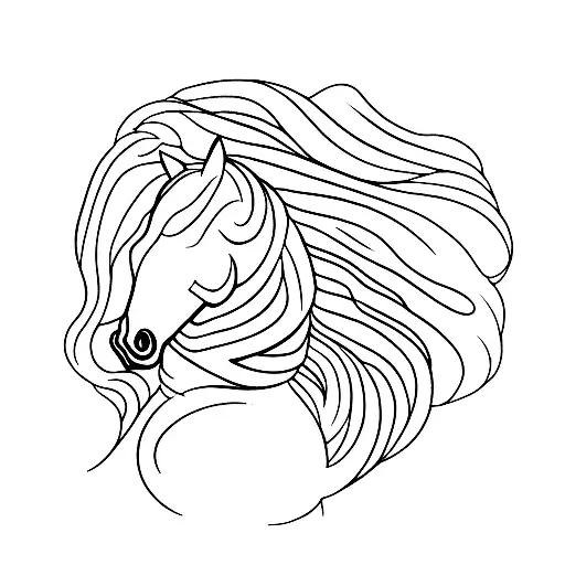 A Minimalist Tattoo Of A Horse's Silhouette Against A Sunset